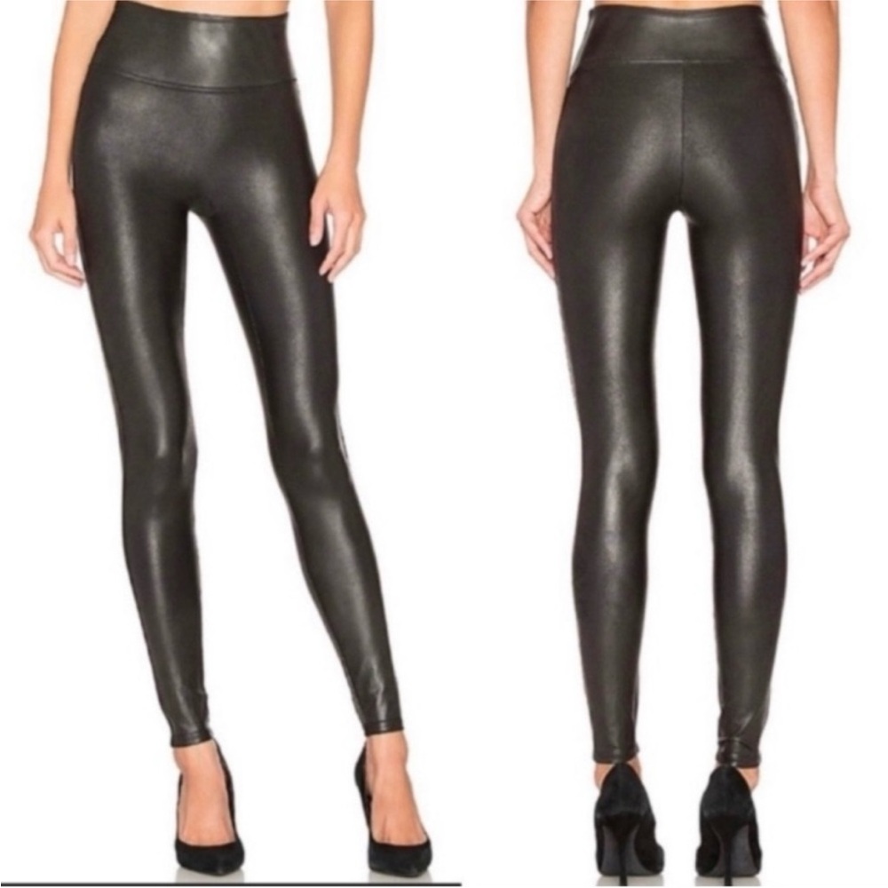 SPANX Faux Leather-Look High-Rise Leggings in Black